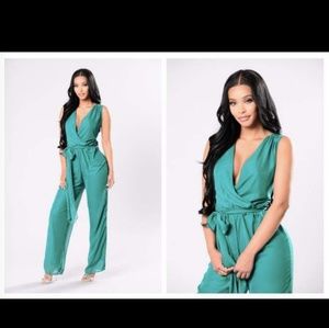 Aqua flowy jumpsuit